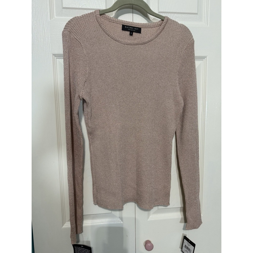 Rachael Roy Women's‎ Sweater Pink/ Gold Sparkle NWT Size Large